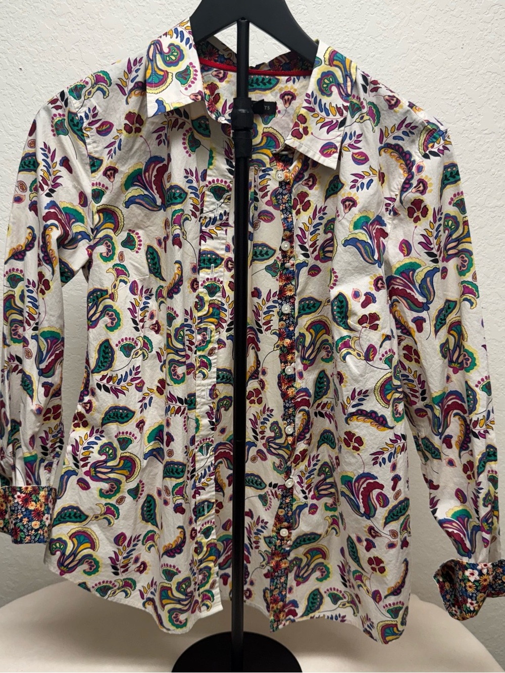 LOFT White Multicolor Paisley Button-Down Shirt